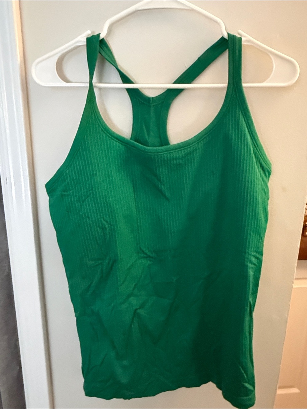 Women's Green Ribbed Racerback Tank Top